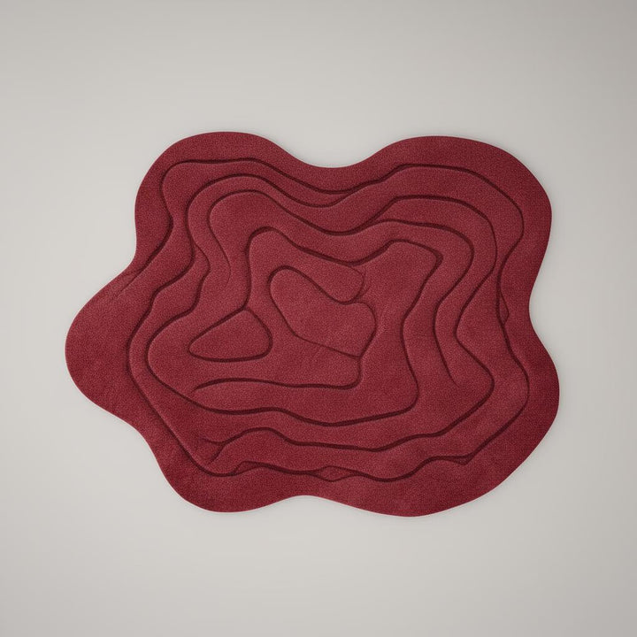 Translation missing: en.Handmade Tufted Red Rug: Modern 3D Wave Design, Irregular Shape