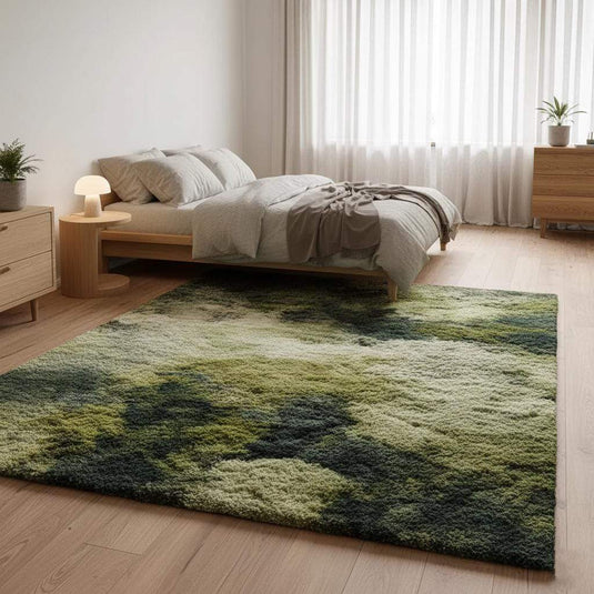 Translation missing: en.Plush high-pile rug in layered green shades resembling natural moss