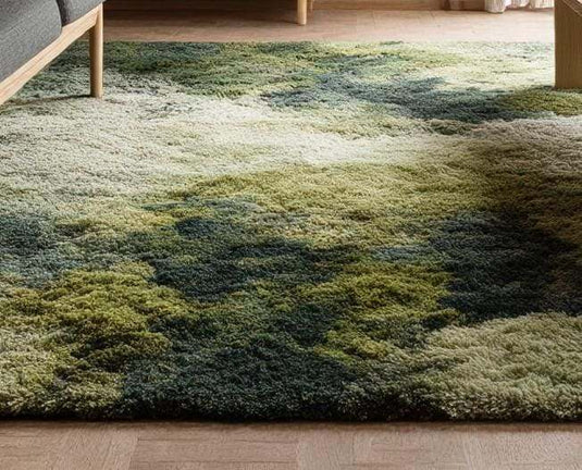 Translation missing: en.Handmade Tufted Wool Rug: Moss Green Abstract Boho Design