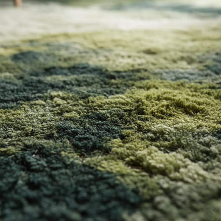 Translation missing: en.Close-up of thick high-pile green shag rug with lush texture