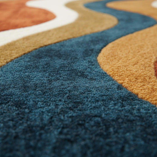 Translation missing: es.Handmade Wavy Area Rug: Mid-Century Modern Colorful Carpet