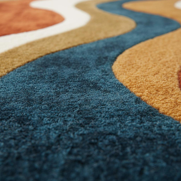 Translation missing: en.Handmade Wavy Area Rug: Mid-Century Modern Colorful Carpet