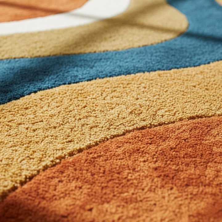 Translation missing: en.Handmade Wavy Area Rug: Mid-Century Modern Colorful Carpet