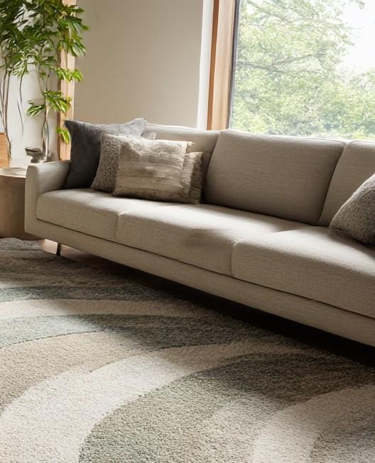 Translation missing: es.Handmade Wool Area Rug: Abstract Wave Design, Plush Neutral Rug