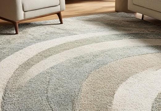 Translation missing: en.Handmade Wool Area Rug: Abstract Wave Design, Plush Neutral Rug