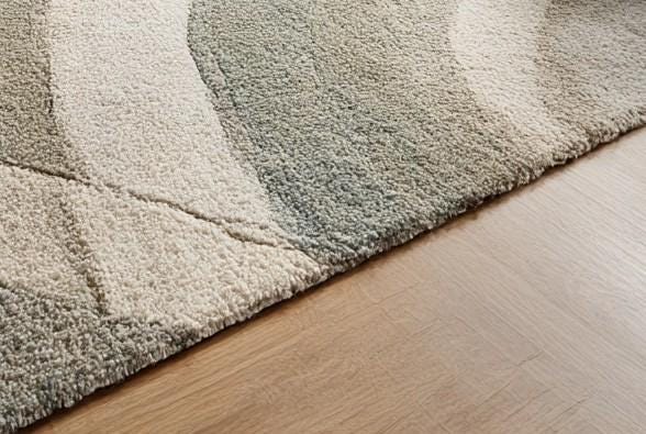 Translation missing: en.Handmade Wool Area Rug: Abstract Wave Design, Plush Neutral Rug