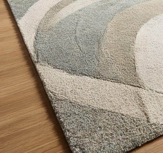 Translation missing: es.Handmade Wool Area Rug: Abstract Wave Design, Plush Neutral Rug