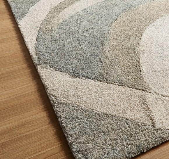 Translation missing: en.Handmade Wool Area Rug: Abstract Wave Design, Plush Neutral Rug