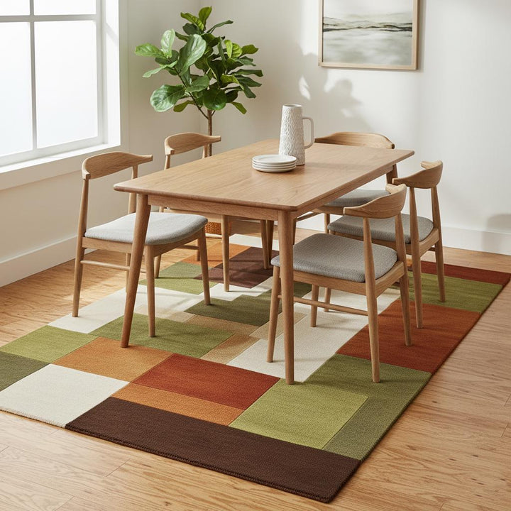 Translation missing: en.Handmade Wool Area Rug | Mid Century Modern Color Block Carpet