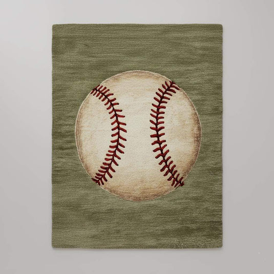 Translation missing: es.Handmade Wool Baseball Rug: Sports Nursery Decor, 8x10