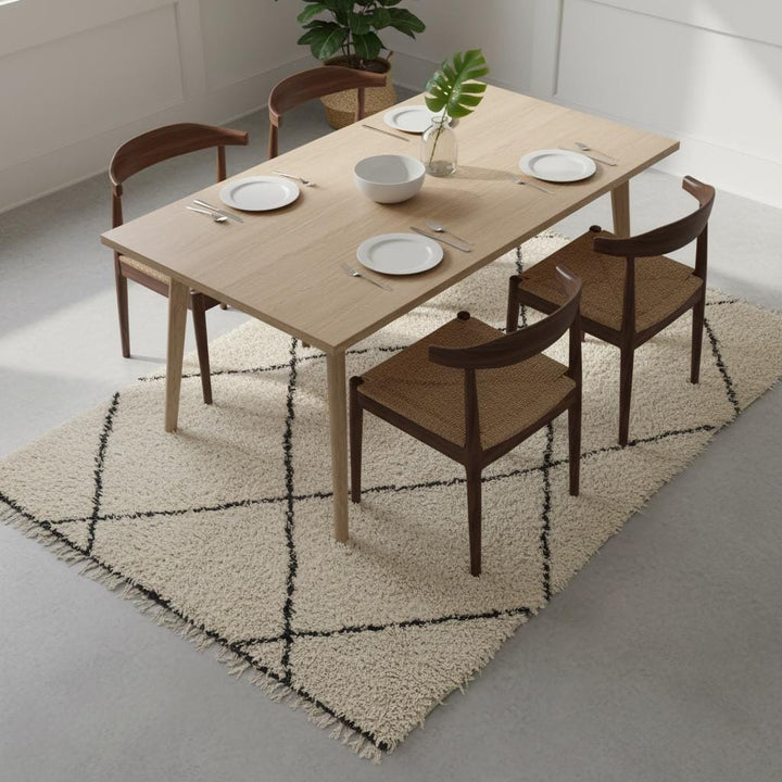 Translation missing: es.Natural Moroccan Berber rug for living room or bedroom, featuring classic cream and black diamond motifs