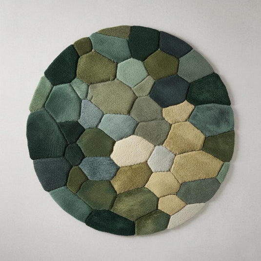 Translation missing: es.Handmade Wool Pebble Rug: Modern Green Earth Tone Carpet