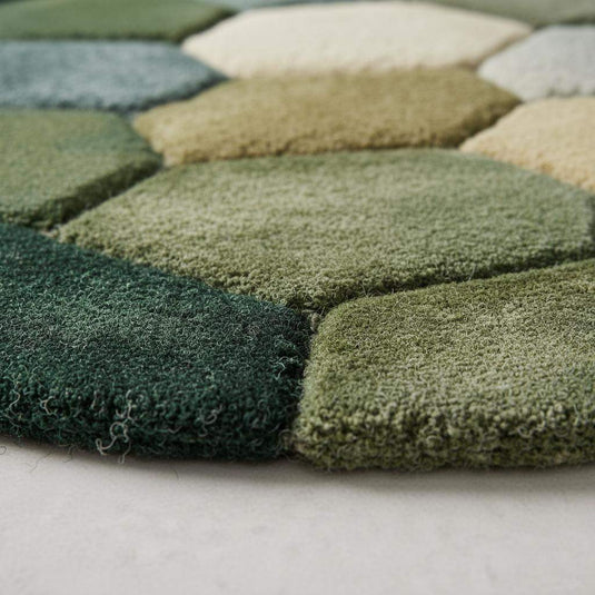 Translation missing: es.Handmade Wool Pebble Rug: Modern Green Earth Tone Carpet