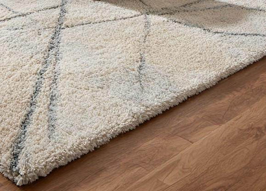 Translation missing: es.Handmade Wool Tufted Area Rug: Ivory Plush Geometric Design