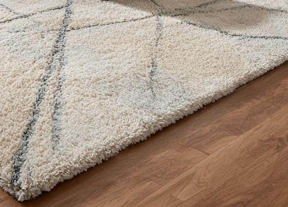 Translation missing: en.Handmade Wool Tufted Area Rug: Ivory Plush Geometric Design