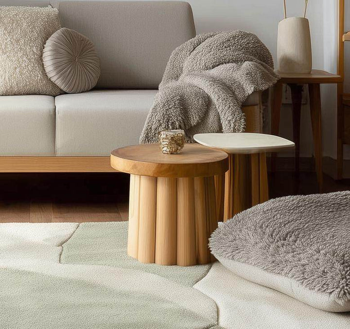 Translation missing: en.Handmade wool tufted rug with abstract sage green and beige patterns, 8x10 modern rectangular design