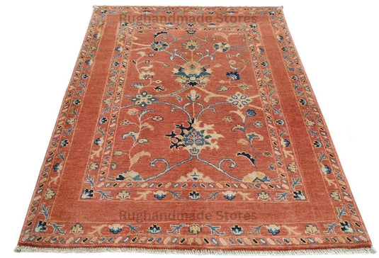 Translation missing: es.Handmade Wool Turkish Knot Rug: Pink &amp; Yellow Oushak Area Rug
