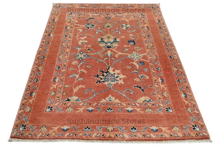 Translation missing: es.Handmade Wool Turkish Knot Rug: Pink &amp; Yellow Oushak Area Rug