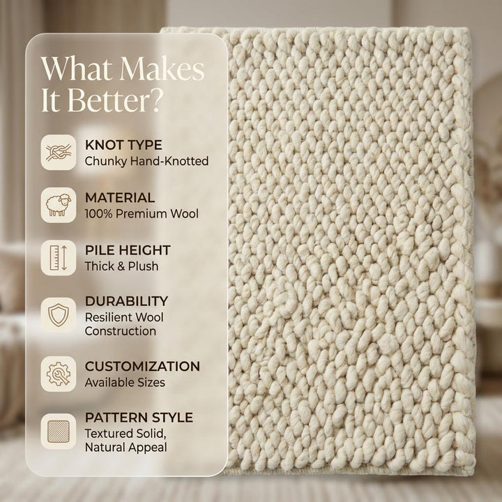 Translation missing: es.Handwoven Chunky Wool Rug | Braided Scandinavian Décor