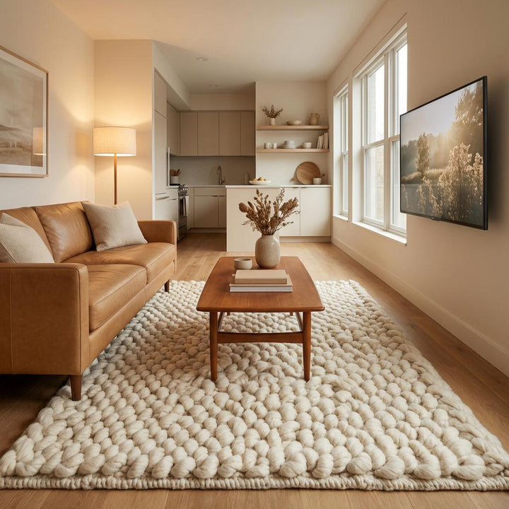 Translation missing: es.Handwoven Chunky Wool Rug | Braided Scandinavian Décor