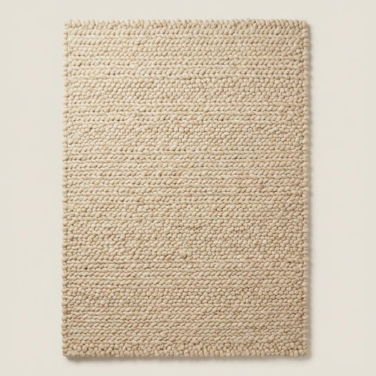 Translation missing: es.Handwoven chunky wool rug in beige and ivory tones, modern organic rug with textured surface