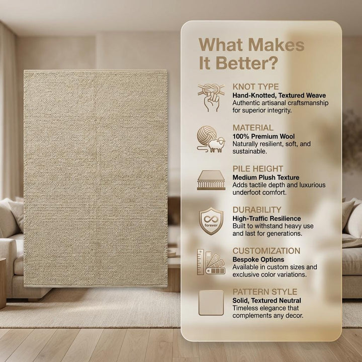 Translation missing: es.Handwoven Chunky Wool Rug – Neutral Farmhouse Texture