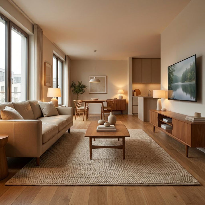 Translation missing: es.Minimalist chunky wool rug in neutral cream color with durable looped weave for home décor