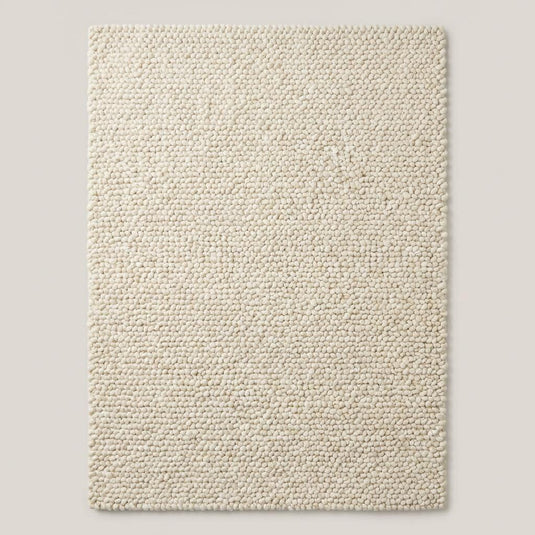 Translation missing: es.Chunky wool rug with thick loop texture in neutral cream, handwoven natural wool area rug for cozy minimalist home décor