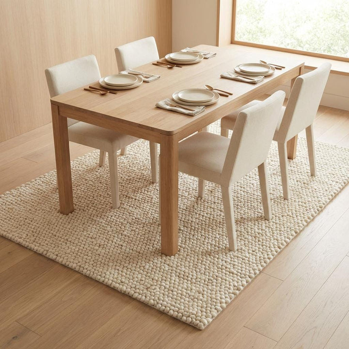 Translation missing: es.Handwoven Chunky Wool Rug, Neutral Scandinavian Decor