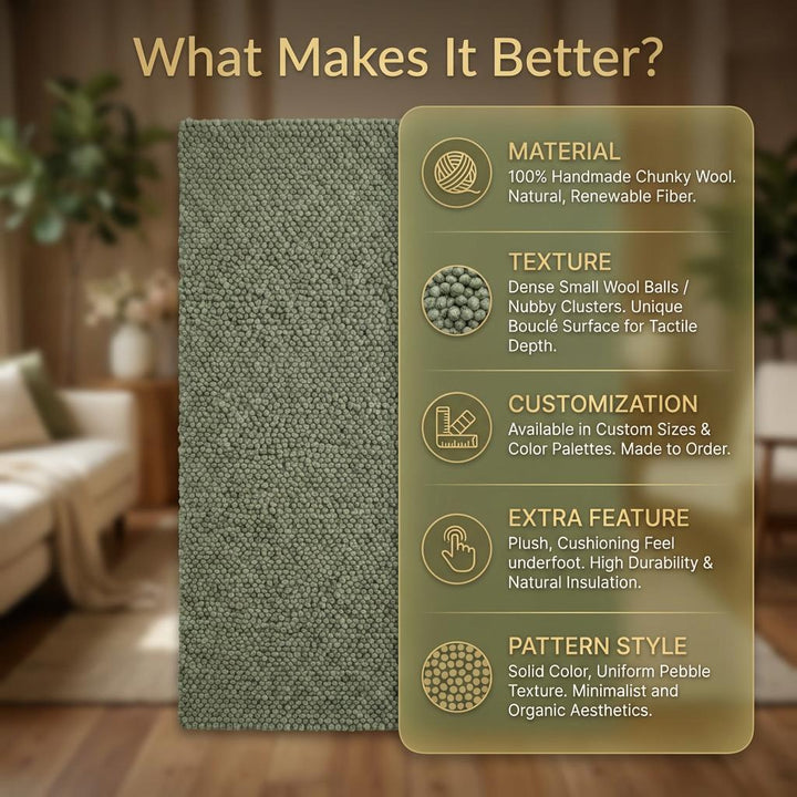 Translation missing: es.Handwoven Chunky Wool Rug, Scandinavian Home Decor