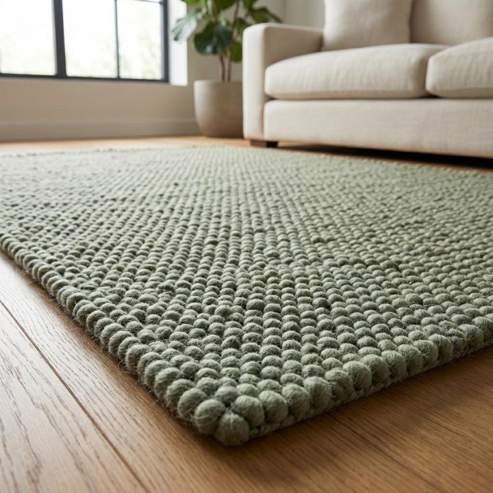 Translation missing: es.Handwoven Chunky Wool Rug, Scandinavian Home Decor