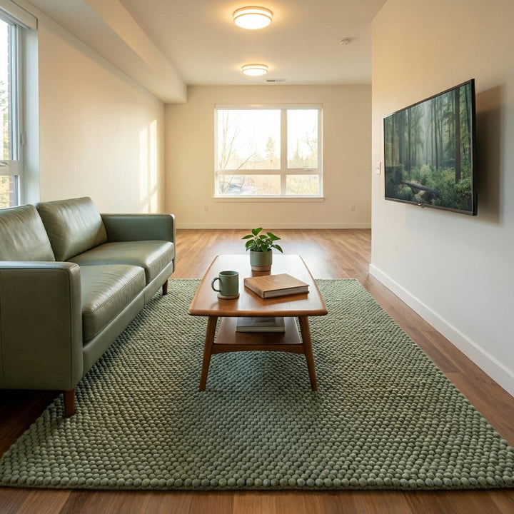 Translation missing: es.Handwoven Chunky Wool Rug, Scandinavian Home Decor