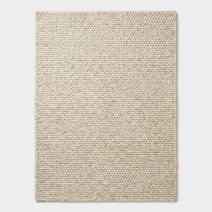 Translation missing: es.Thick textured wool rug in cream neutral color, artisan handmade rug for cozy modern home styling