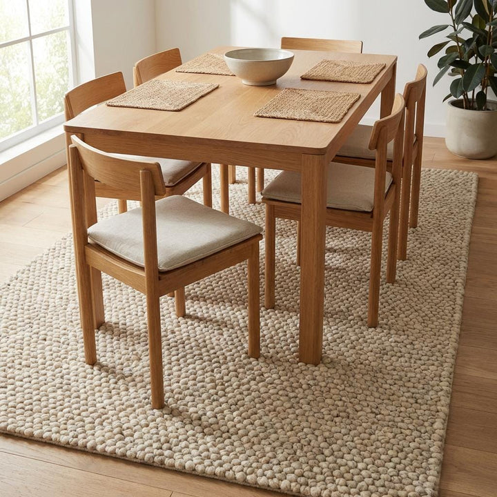 Translation missing: es.Handwoven Chunky Wool Rug, Textured Neutral Scandinavian Decor