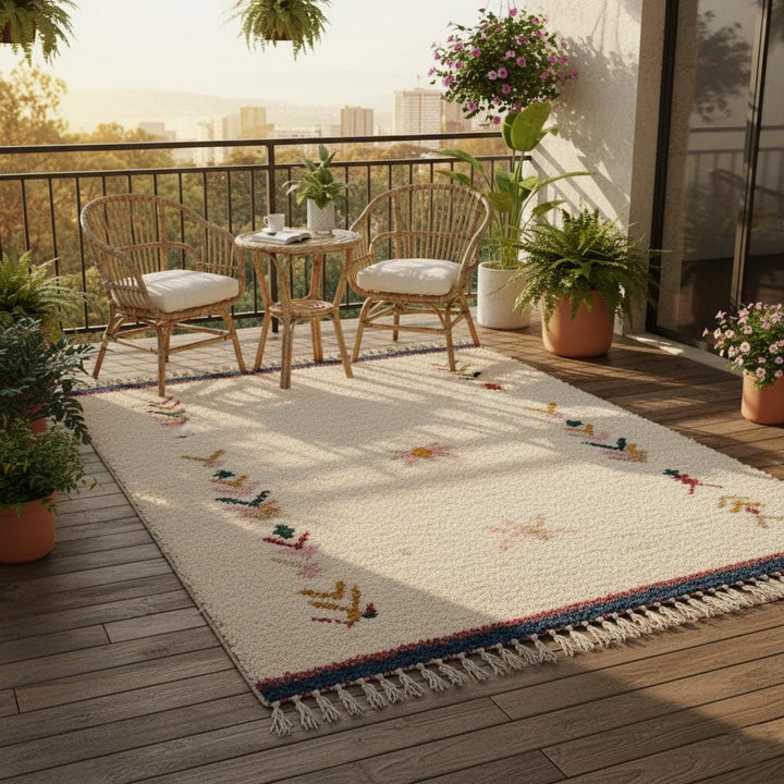 Translation missing: es.Handwoven Moroccan Wool Rug – Cream Berber Carpet, Tribal Boho Decor