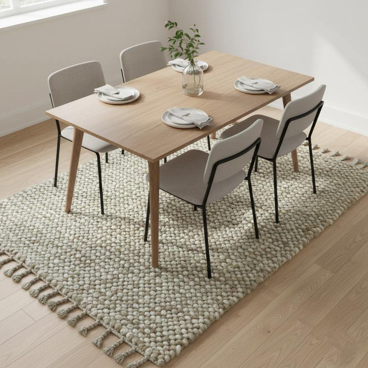 Translation missing: es.Handwoven Wool Pebble Rug – Sage Green &amp; Cream, Boho Nursery Rug