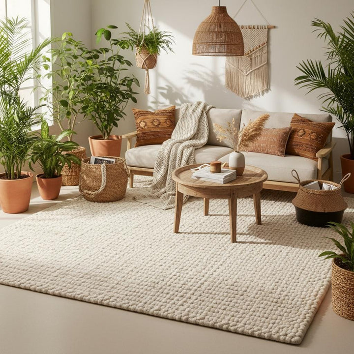 Translation missing: es.Chunky handwoven wool rug ideal for living room, bedroom, or nursery floor décor
