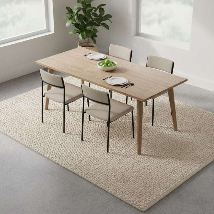 Translation missing: es.Handwoven Wool Rug, Chunky Loop Pile Area Rug, Neutral Ivory Wool Carpet, Scandinavian Minimalist Rug, Modern Cozy Living Room Floor Decor