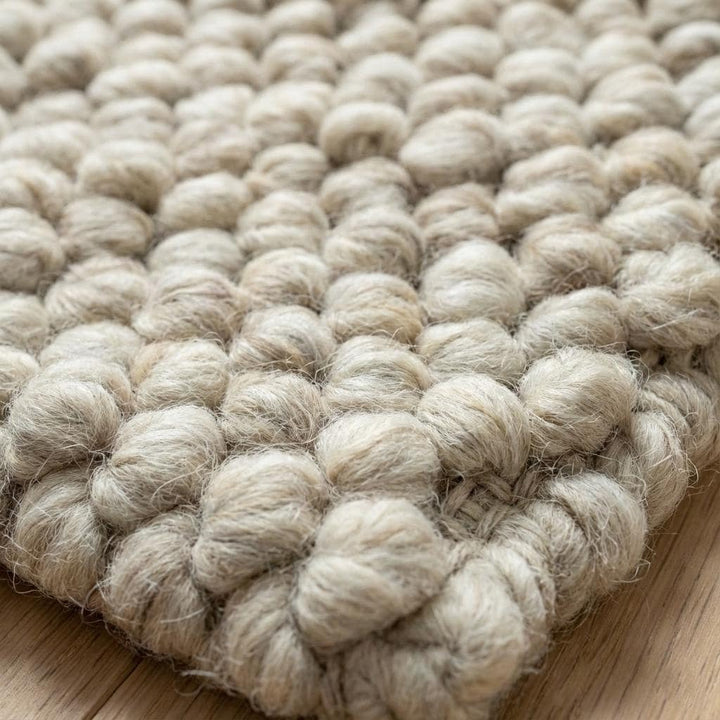 Translation missing: es.Handwoven chunky Wool Pebble Rug, Neutral Beige Textured Area Rug, Scandinavian Minimalist Living Room Carpet, Thick Cozy Natural Home Decor