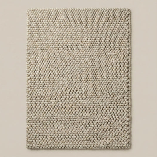 Translation missing: es.Handwoven chunky Wool Pebble Rug, Neutral Beige Textured Area Rug, Scandinavian Minimalist Living Room Carpet, Thick Cozy Natural Home Decor