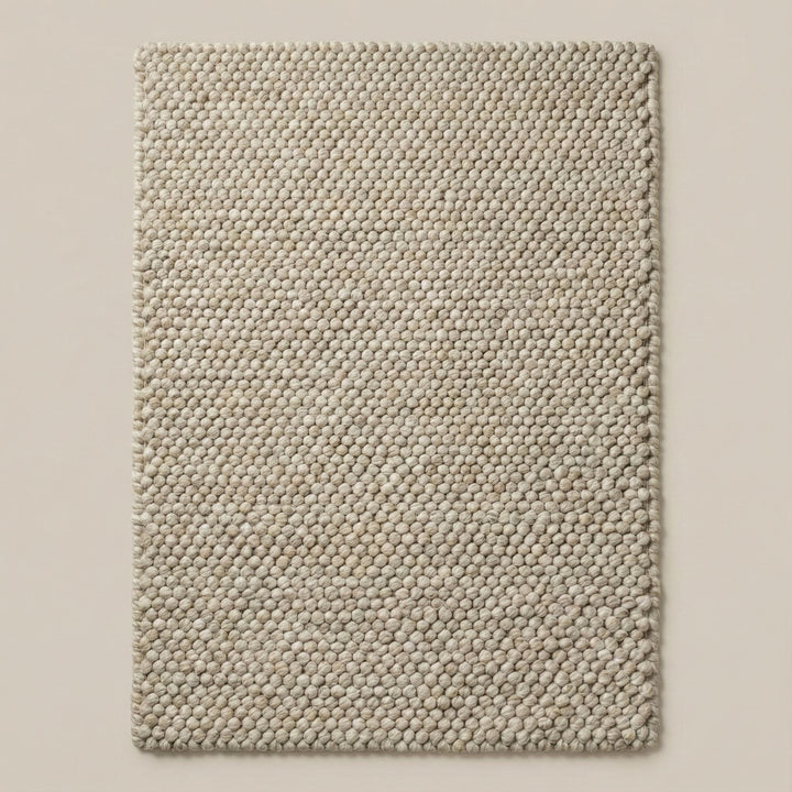 Translation missing: es.Handwoven chunky Wool Pebble Rug, Neutral Beige Textured Area Rug, Scandinavian Minimalist Living Room Carpet, Thick Cozy Natural Home Decor
