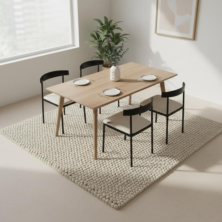 Translation missing: es.Handwoven chunky Wool Pebble Rug, Neutral Beige Textured Area Rug, Scandinavian Minimalist Living Room Carpet, Thick Cozy Natural Home Decor