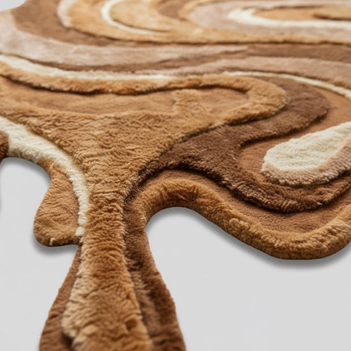 Translation missing: es.Irregular Shaped Abstract Rug, Organic Melting Area Rug, Modern Carved Texture Rug, Earth Tone Designer Rug for Living Room