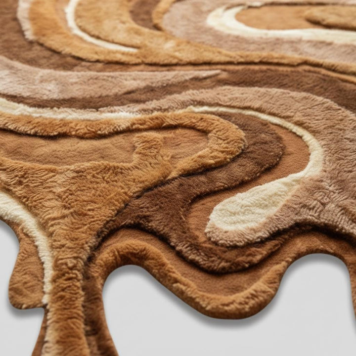 Translation missing: es.Irregular Shaped Abstract Rug, Organic Melting Area Rug, Modern Carved Texture Rug, Earth Tone Designer Rug for Living Room