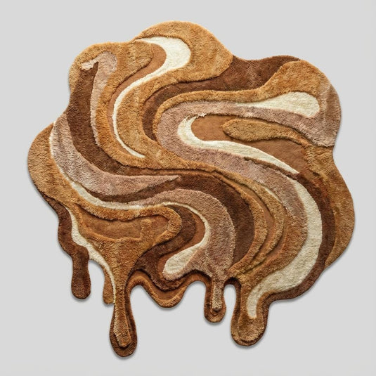 Translation missing: es.Organic shape modern area rug featuring carved texture and earth tones, freeform statement rug for contemporary interiors