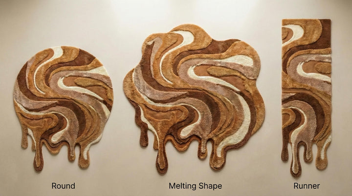 Translation missing: es.Irregular Shaped Abstract Rug, Organic Melting Area Rug, Modern Carved Texture Rug, Earth Tone Designer Rug for Living Room