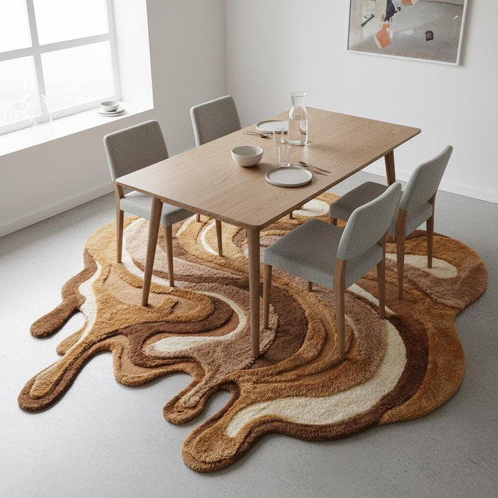 Translation missing: es.Abstract organic rug with high-low texture and fluid design, modern statement rug for minimalist home décor