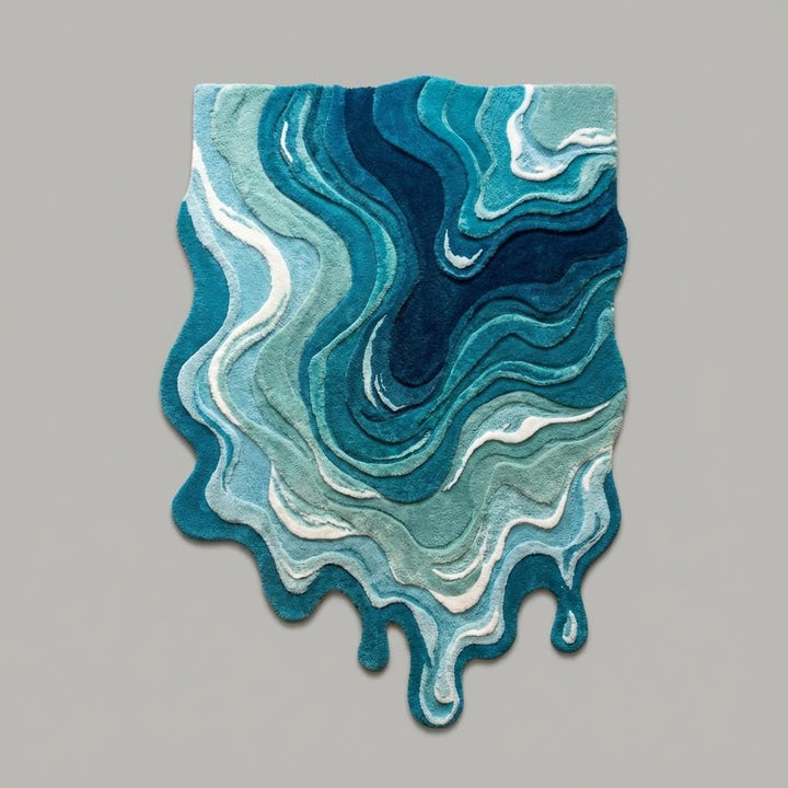 Translation missing: es.Abstract melting area rug featuring wavy carved texture, modern hand tufted rug with organic freeform shape