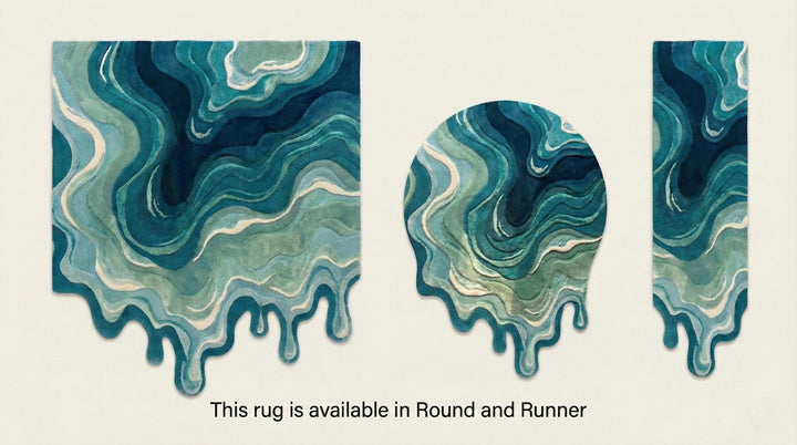 Translation missing: es.Irregular Shaped Melting Rug, Hand Tufted Blue Abstract Swirl Modern Art Carpet