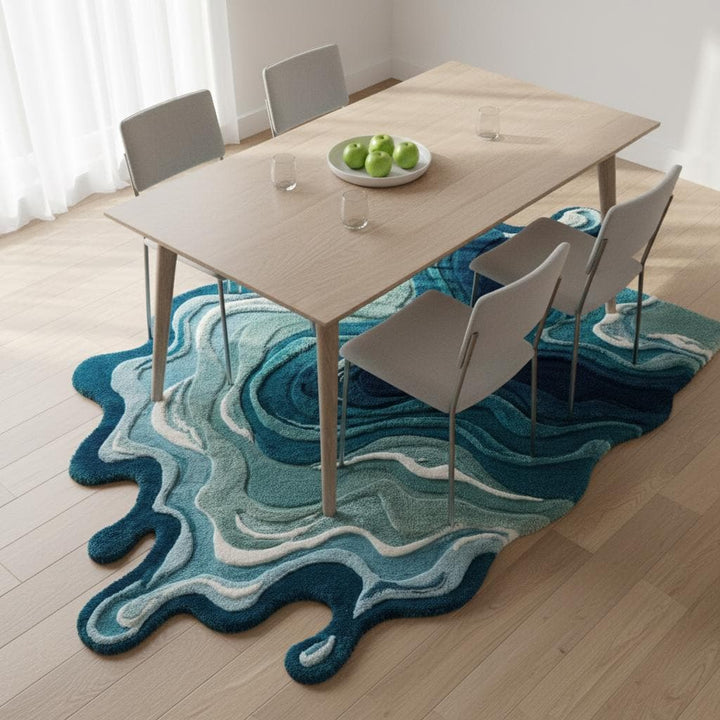 Translation missing: es.Hand tufted melting rug with carved flowing lines, organic shape modern statement rug